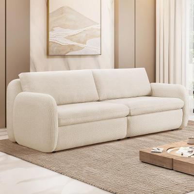 Sofá 3 Lugares Orgânico Sala De Estar Living 236cm Eliot F04 Linho Tramado Creme - Lyam Decor