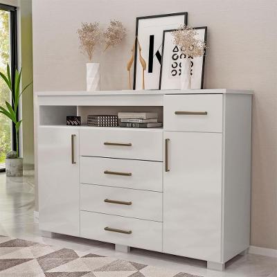 Comoda 5 Gavetas 2 Portas 152 Cm Ols Co008 Branco Neve Mxm