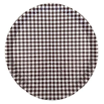 Prato De Papelão Laminado Xadrez Marrom P6 - 32cm
