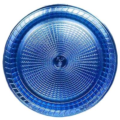 Prato Descartável Metalizado Azul 22cm - 6 Unidades