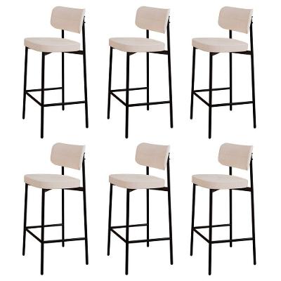 Banqueta Alta Bar Estofada Kit 6 Ella M25 Linho Palha - Mpozenato
