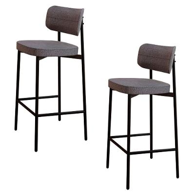 Banqueta Alta Bar Estofada Kit 2 Ella M25 Linho Cinza - Mpozenato