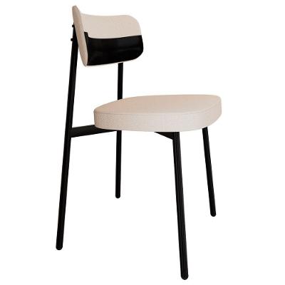 Cadeira De Jantar Estofada Fixa Ella M25 Linho Palha/preto - Mpozenato