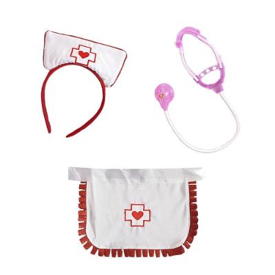 Kit Enfermeira Com Tiara Avental E Estetoscópio