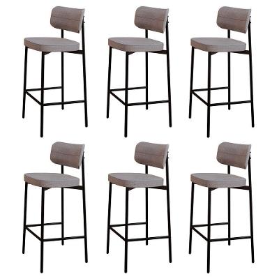 Banqueta Alta Bar Estofada Kit 6 Ella M25 Linho Cinza Cl - Mpozenato