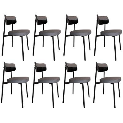 Cadeira De Jantar Estofada Kit 8 Ella M25 Linho Cinza/preto - Mpozenato