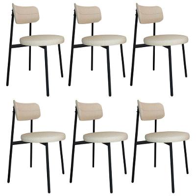 Cadeira De Jantar Estofada Kit 6 Nyka M25 Linho Areia - Mpozenato
