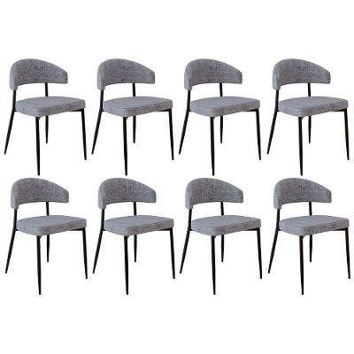 Cadeira De Jantar Estofada Kit 8 Chloe M25 Linho Lautrec Cinza - Mpozenato