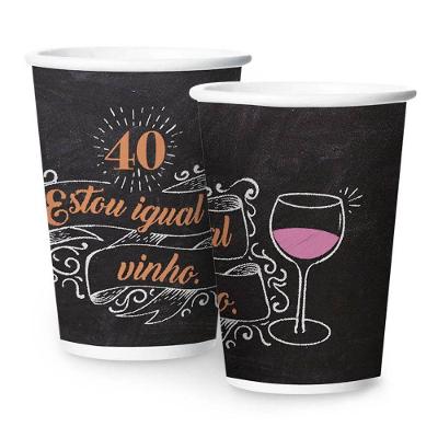 Copo De Papel 40 Anos - 180ml - 8 Unidades