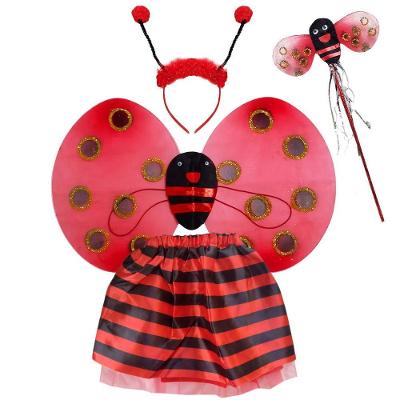 Kit Asa De Joaninha Com Varinha Tiara E Saia