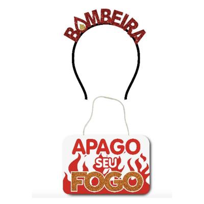 Kit De Festa Bombeira Apago Seu Fogo Com Tiara E Plaquinha