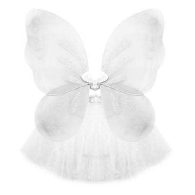 Kit Asa De Borboleta E Saia Tule Infantil Branca