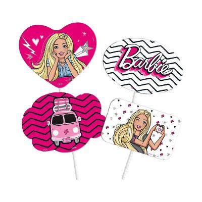 Plaquinhas Divertidas Barbie - 4 Unidades