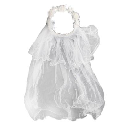 Véu De Noiva Branco Com Flor E Laços