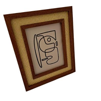Porta Retrato Madeira - Borda Rattan 15 X 20cm