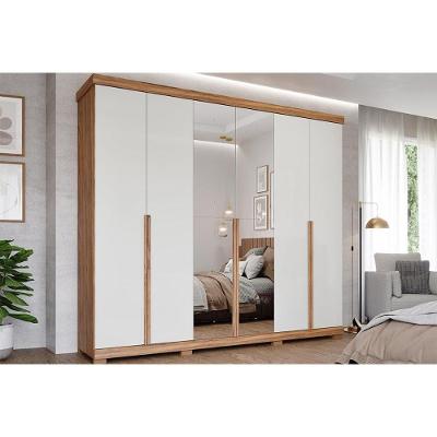 Guarda Roupa Casal 6 Portas 2 Espelhos E 6 Gavetas Com Pés Guarapari Cinamomo/off White - Panan