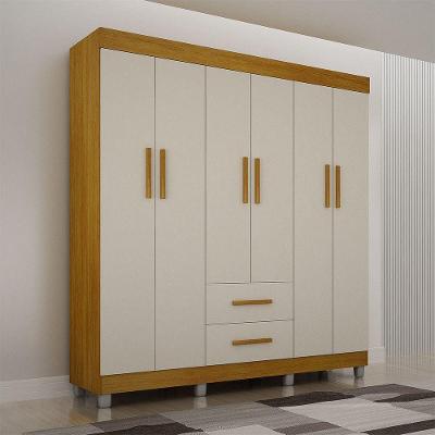 Guarda-roupa Pérola Solteiro 6 Portas 2 Gavetas Mobilihouse Cinamomo/off White