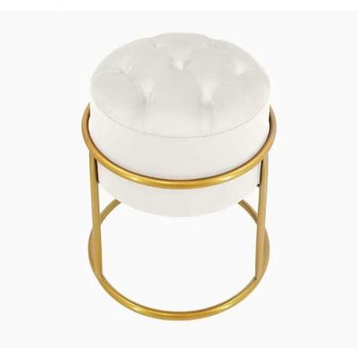 Puff Banqueta Estofado Decorativo Base De Ferro Capitonê Suede Branco Eli Móveis E Decoração