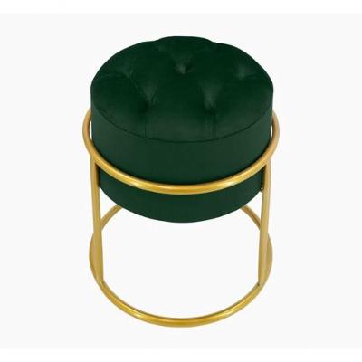 Puff Banqueta Estofado Decorativo Base De Ferro Capitonê Suede Verde Eli Móveis E Decoração