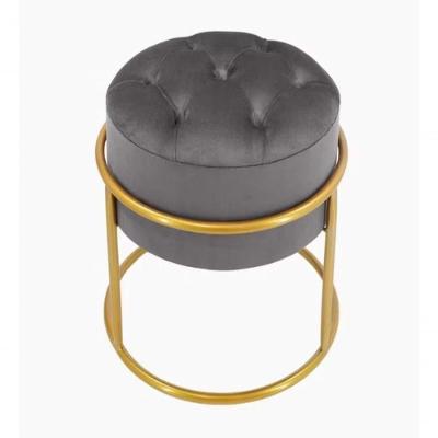 Puff Banqueta Estofado Decorativo Base De Ferro Capitonê Suede Grafite Eli Móveis E Decoração