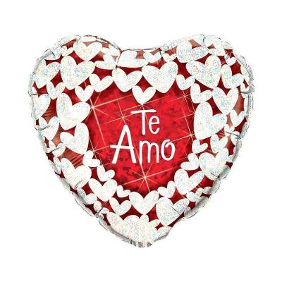 Balão Metalizado Coração Te Amo 18 Polegadas - 10 Unidades