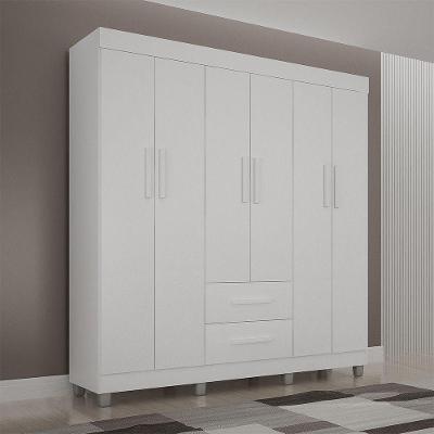 Guarda-roupa Pérola Solteiro 6 Portas 2 Gavetas Mobilihouse Branco