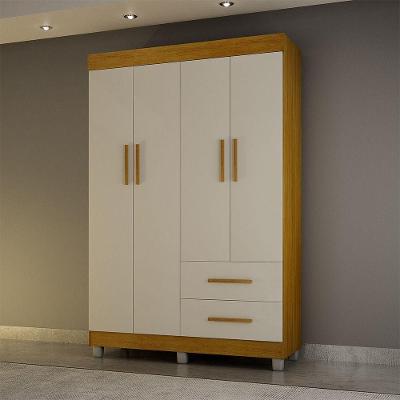 Guarda-roupa Pérola Solteiro 4 Portas 2 Gavetas Mobilihouse Cinamomo/off White
