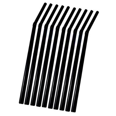 Canudo De Plástico Preto Flexível - 100 Unidades