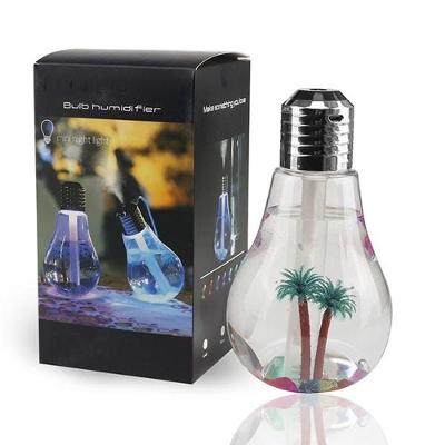 Mini Umidificador Usb Formato Lâmpada Com Luz Led Rgb Difusor Elétrico Portátil 400ml