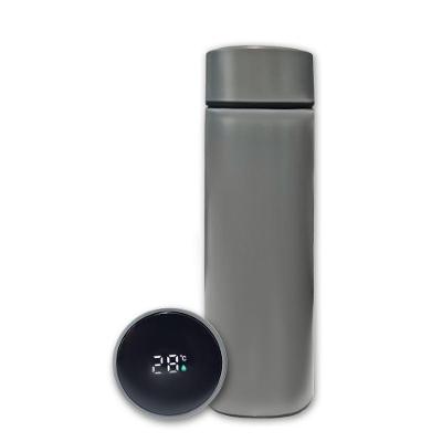 Garrafa Térmica Aço Inox Com Termômetro Digital Led 500ml Cinza