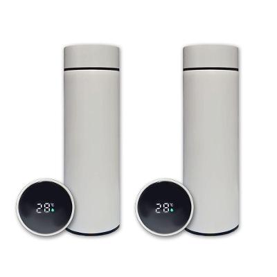 Kit 2 Garrafa Térmica Aço Inox Termômetro Digital Led 500ml Branco