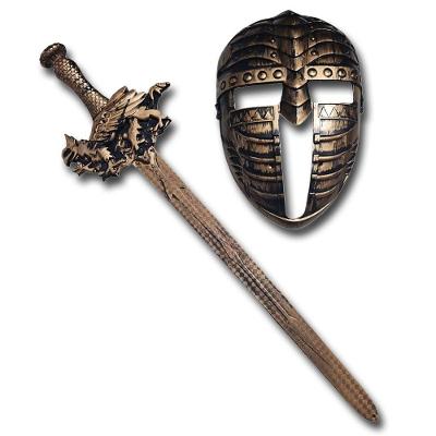 Kit Medieval Espada E Mascara Guerreiro De Combate Jr0610 Ouro
