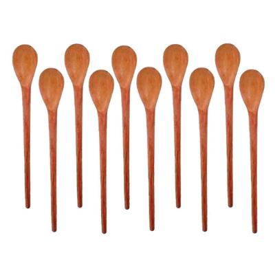 Kit 10 Peças Colher De Pau Madeira Modelos Molho 18 Cm