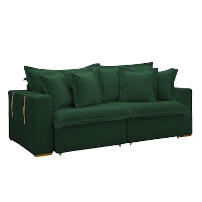 Sofá Cama Retrátil E Reclinável Arizona Veludo Verde 2,20m