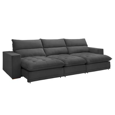 Sofá Retrátil E Reclinável Martinho Boucle Cinza 4,10m