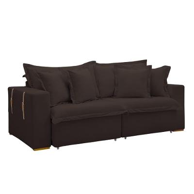 Sofá Cama Retrátil E Reclinável Arizona Veludo Marrom 2,20m