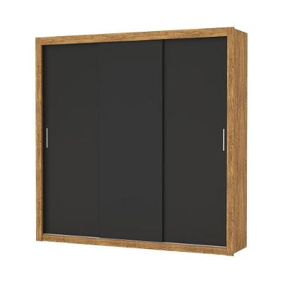 Guarda Roupa Roupeiro Clarice 3 Portas De Correr 4 Gavetas Carioca Cinamomo Preto
