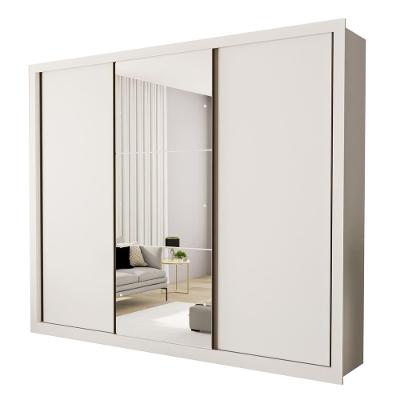 Guarda Roupa 3 Portas De Correr Com Espelho Central 6 Gavetas Nápoli Minastex Branco