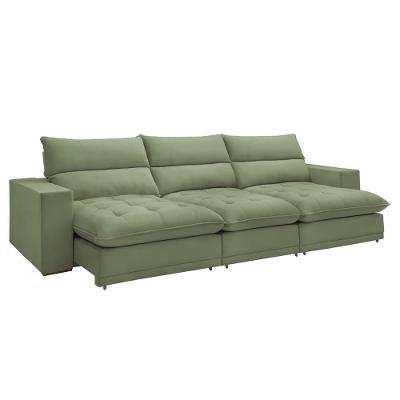 Sofá Retrátil E Reclinável Martinho Boucle Verde 4,10m