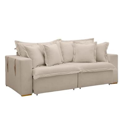 Sofá Cama Retrátil E Reclinável Arizona Boucle Bege 2,20m