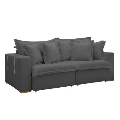 Sofá Cama Retrátil E Reclinável Arizona Veludo Cinza 2,20m
