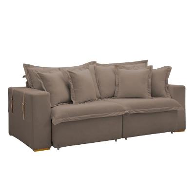 Sofá Cama Retrátil E Reclinável Arizona Veludo Bege Escuro 2,20m