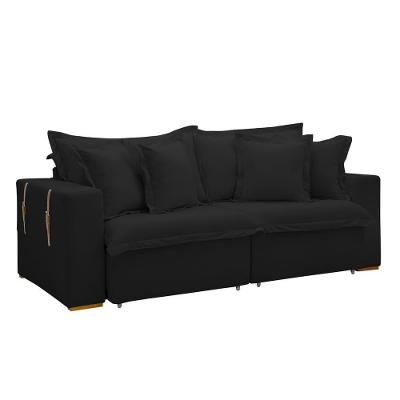 Sofá Cama Retrátil E Reclinável Arizona Veludo Preto 2,20m