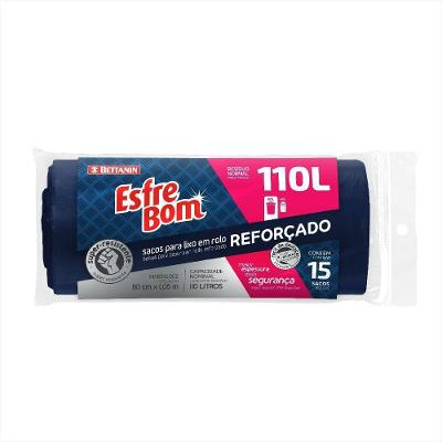 Esfrebom Sacos Para Lixo Rolo 110l Fundo Reforçado 15un