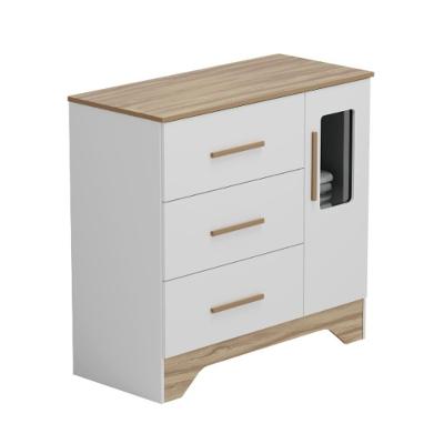 Cômoda Infantil Popy Retrô Peroba Branco Carvalho 100% Mdf Branco-carvalho
