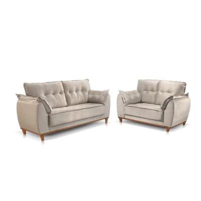 Conjunto 2 E 3 Lugares Espanha Base Em Madeira Jc Estofados Chumbo