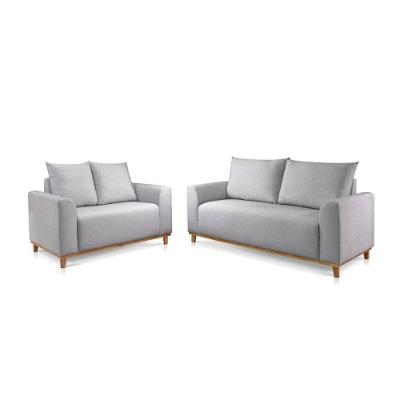 Conjunto 2 E 3 Lugares Vancouver Luxo Linho Jc Estofados Cinza