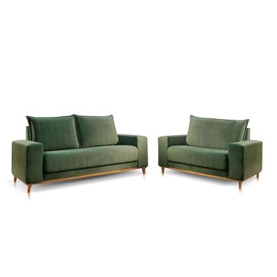Conjunto 2 E 3 Lugares Lyon Luxo Veludo Jc Estofados Verde