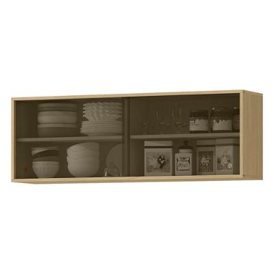 Armario Aereo 120 Cm 2 Portas Vidro Glor Agl02 Castanho Mxm