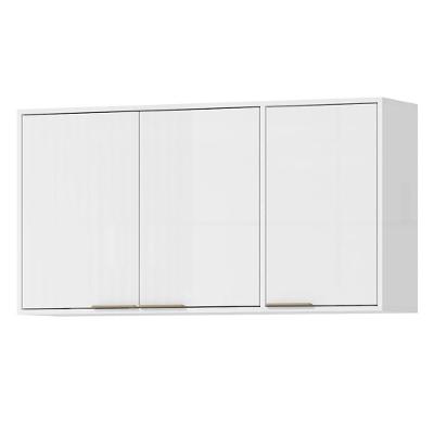 Armario Aereo 120 Cm Mdp 3 Portas Glor Agl04 Castanho Mxm Branco Neve